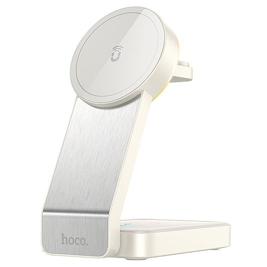 Cargador de Red Inalámbrico HOCO CQ3 3en1, 15W, 1.67A, Blanco