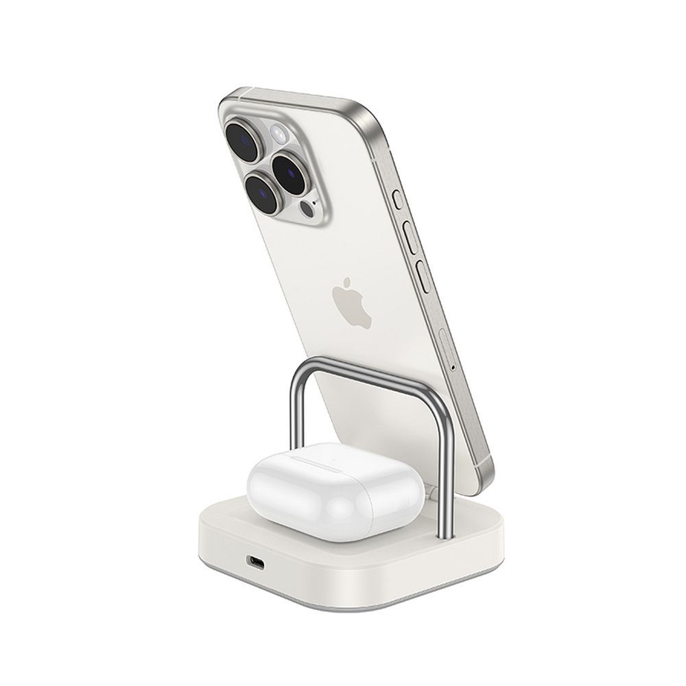 Cargador de Red Inalámbrico HOCO CQ16A 3en1, 15W, 1.67A, Blanco