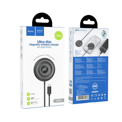 Cargador de Red Inalámbrico HOCO CW61, 15W, 1.67A, Negro