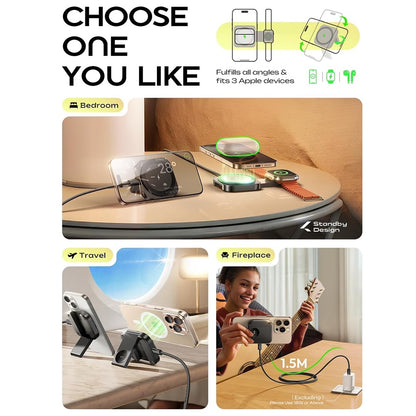 Cargador de Red Inalámbrico Lisen 2en1, 15W, 1.67A, Negro YL0324100013