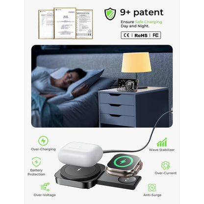 Cargador de Red Inalámbrico Lisen 2en1, 15W, 1.67A, Negro YL0324100013