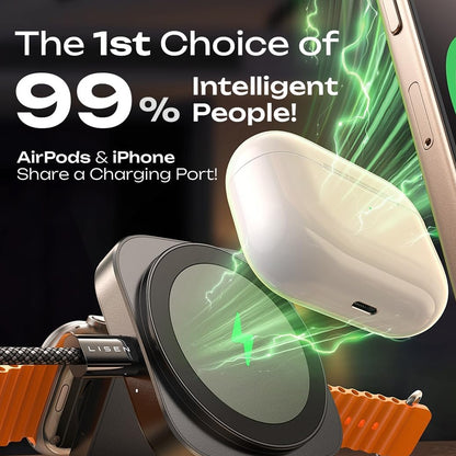 Cargador de Red Inalámbrico Lisen 2en1, 15W, 1.67A, Negro YL0324100013