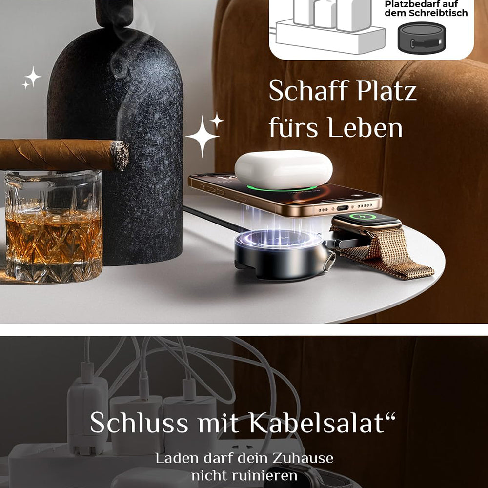 Cargador de Red Inalámbrico Lisen W103 3en1, 7.5W, 1.1A, Negro YL0324090008