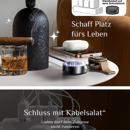 Cargador de Red Inalámbrico Lisen W103 3en1, 7.5W, 1.1A, Negro YL0324090008