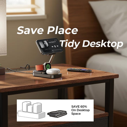 Cargador de Red Inalámbrico Lisen 3en1, 15W, 1.67A, Negro YL0424010003