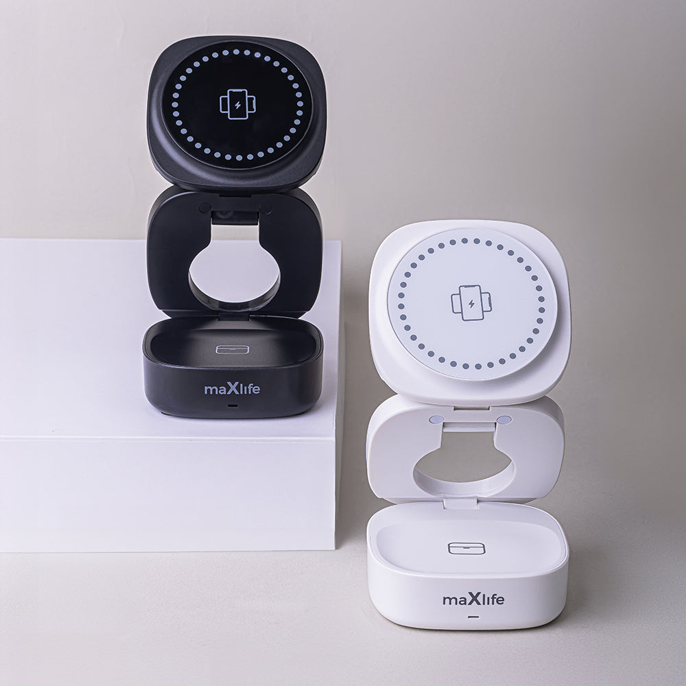 Cargador de Red Inalámbrico MaXlife MXWC-06 3en1, 15W, 1.67A, Negro