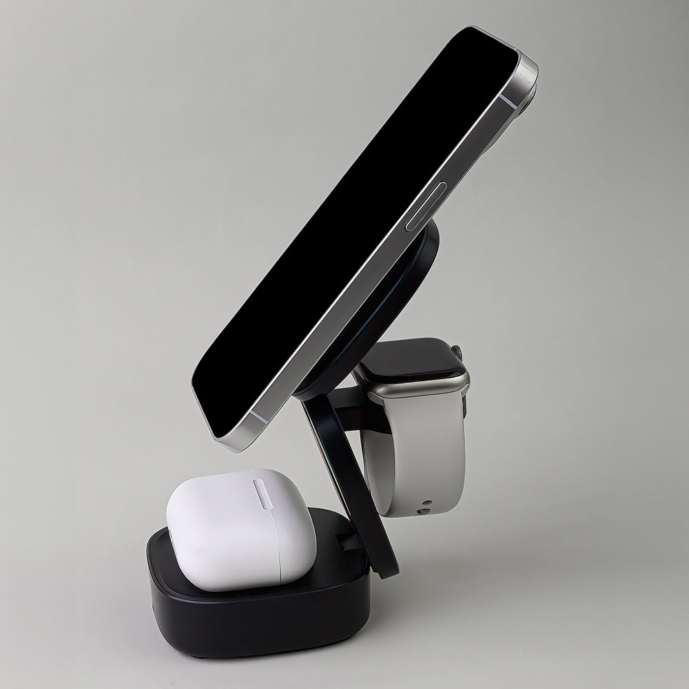 Cargador de Red Inalámbrico MaXlife MXWC-06 3en1, 15W, 1.67A, Negro