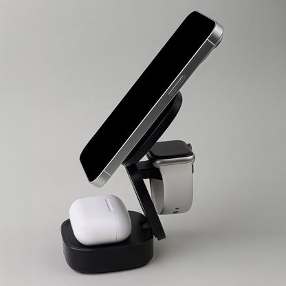 Cargador de Red Inalámbrico MaXlife MXWC-06 3en1, 15W, 1.67A, Negro