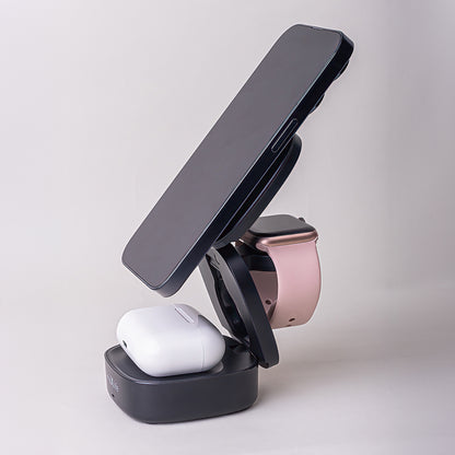 Cargador de Red Inalámbrico MaXlife MXWC-06 3en1, 15W, 1.67A, Negro