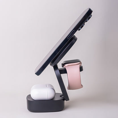 Cargador de Red Inalámbrico MaXlife MXWC-06 3en1, 15W, 1.67A, Negro