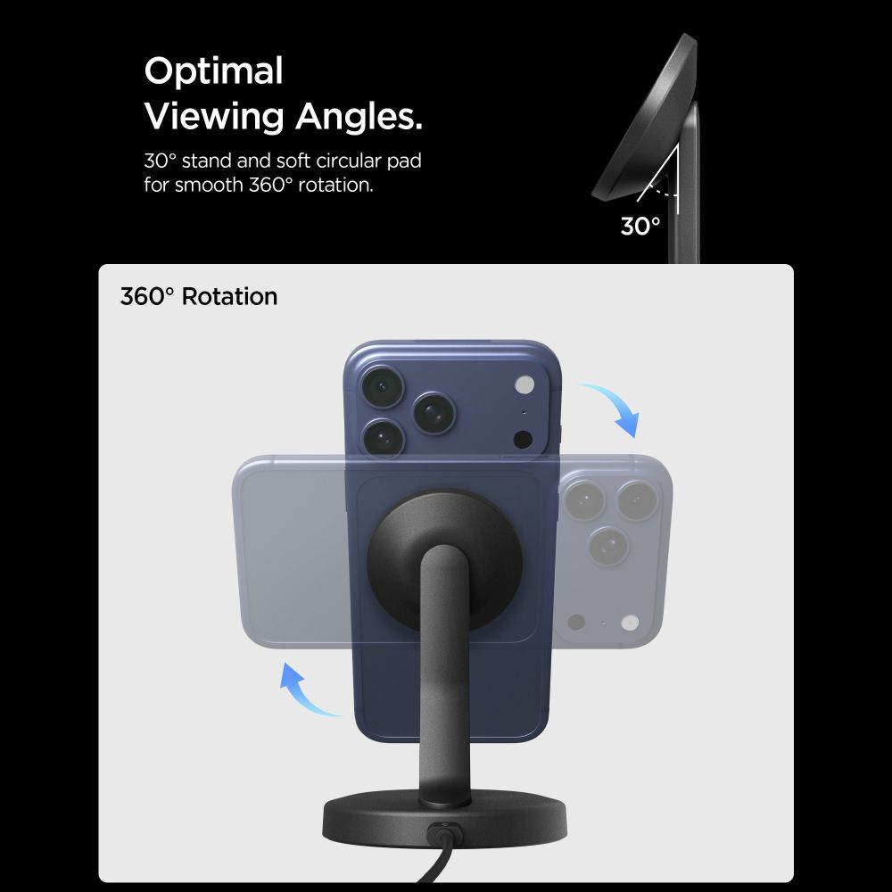 Cargador de Red Inalámbrico Spigen EF151MS, 15W, 1.67A, Negro