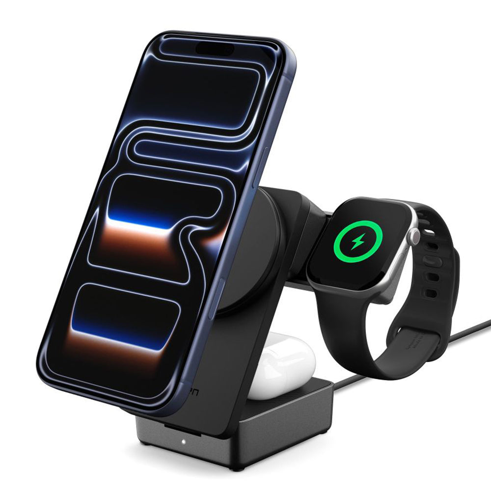 Cargador de Red Inalámbrico Spigen EF323MQ Essential 3in1, 25W, Negro ACH10398