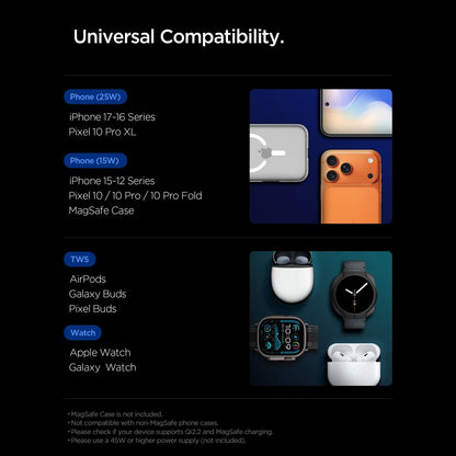 Cargador de Red Inalámbrico Spigen EF323MQ Essential 3in1, 25W, Negro ACH10398