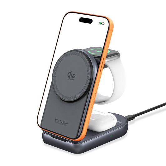 Cargador de Red Inalámbrico Tech-Protect A53 3en1, 25W, Gris
