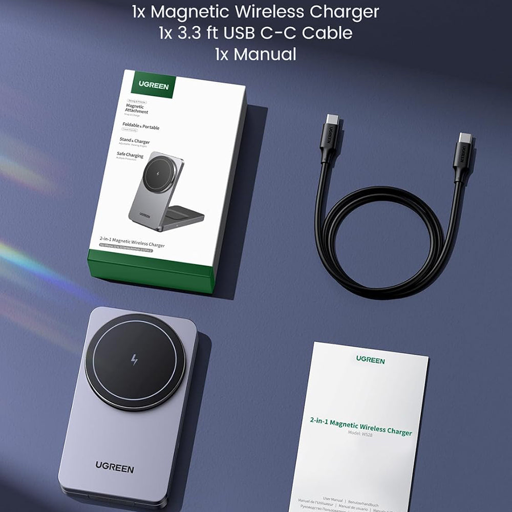 Cargador de Red Inalámbrico UGREEN W528 2en1, 20W, 1.67A, Negro