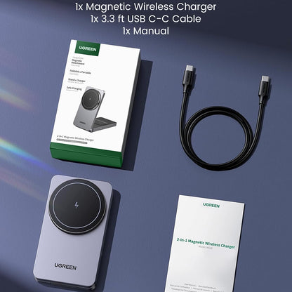 Cargador de Red Inalámbrico UGREEN W528 2en1, 20W, 1.67A, Negro