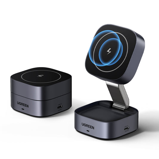 Cargador de Red Inalámbrico UGREEN W526 3en1, 20W, 1.67A, 1 x USB-C, Negro