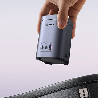 Cargador de Red Inalámbrico UGREEN X555 4in1, 65W, 3.25A, 1 x USB-A - 2 x USB-C, Gris