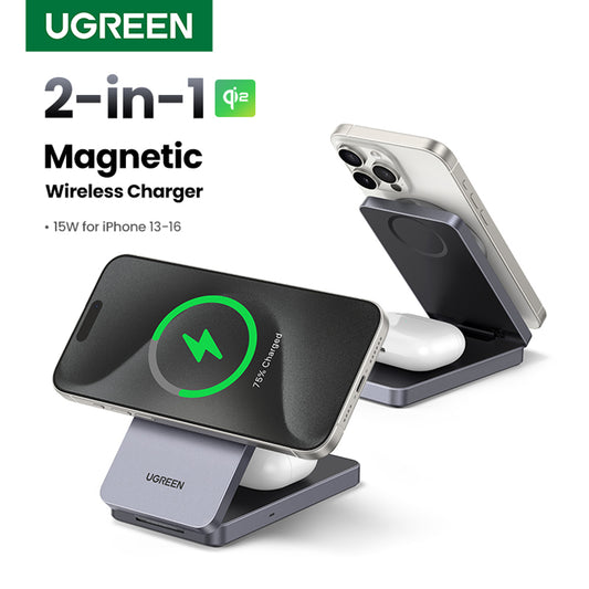 Cargador de Red Inalámbrico UGREEN W706 2en1, 20W, 1.67A, Negro