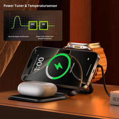 Cargador de Red Inalámbrico XO Design CX035 3en1, 15W, 1.67A, Negro