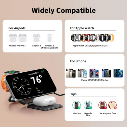 Cargador de Red Inalámbrico XO Design CX035 3en1, 15W, 1.67A, Negro