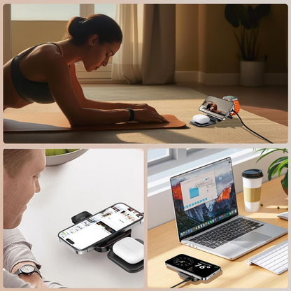 Cargador de Red Inalámbrico XO Design CX035 3en1, 15W, 1.67A, Negro