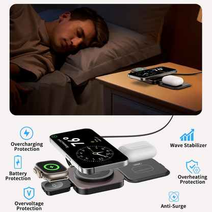 Cargador de Red Inalámbrico XO Design CX035 3en1, 15W, 1.67A, Negro