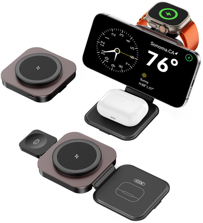 Cargador de Red Inalámbrico XO Design CX035 3en1, 15W, 1.67A, Negro