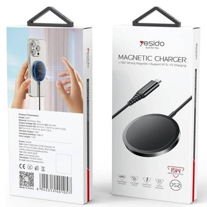 Cargador de Red Inalámbrico Yesido DS21, 15W, 1.67A, Negro