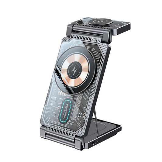 Cargador de Red Inalámbrico Yesido DS25 3en1, 15W, 1.67A, Negro