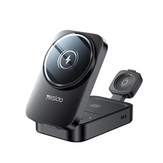 Cargador de Red Inalámbrico Yesido DS27 3en1, 15W, 1.67A, Negro