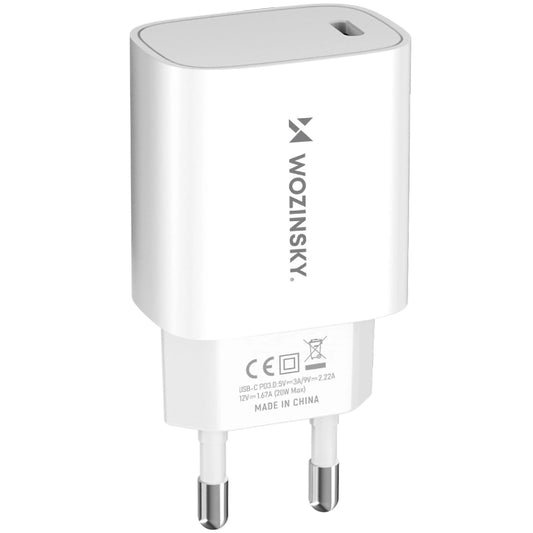 Cargador de Red WZK WGWCCW, 20W, 3A, 1 x USB-C, Blanco