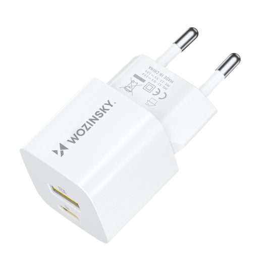 WZK WWCEAC Network Charger, 33W, 3A, 1 x USB-A - 1 x USB-C, White