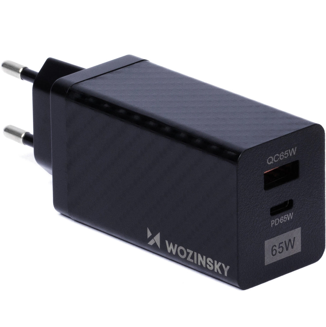 Cargador de red WZK WWCG01, 65W, 3A, 1 x USB-A - 1 x USB-C, Negro 