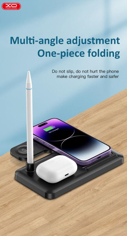 Cargador de Red Inalámbrico XO Design WX033 4en1, 15W, 1.67A, Negro