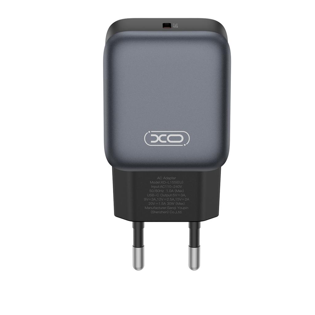Cargador de Red XO Design L155, 30W, 3A, 1 x USB-C, Negro
