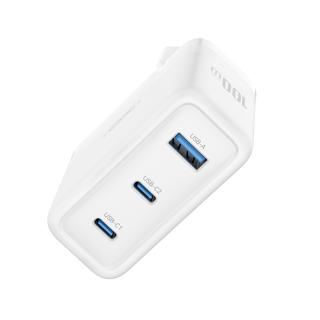 Cargador de Red XO Design CE35, 100W, 5A, 1 x USB-A - 2 x USB-C, Blanco