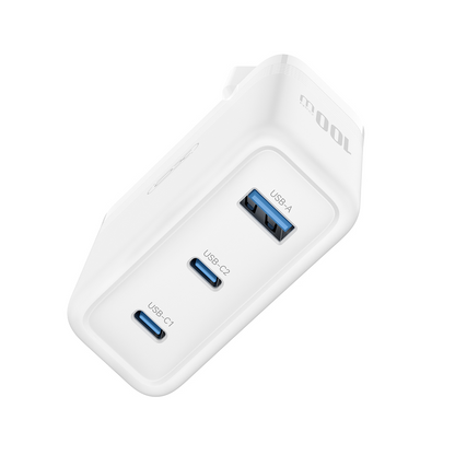 Cargador de Red XO Design CE35, 100W, 5A, 1 x USB-A - 2 x USB-C, Blanco
