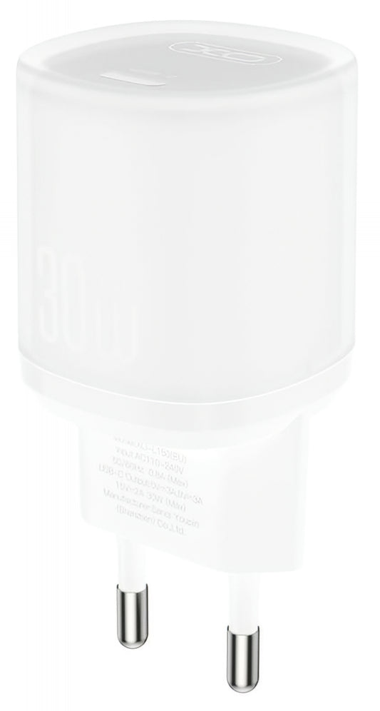 Cargador de Red XO Design L150, 30W, 3A, 1 x USB-C, Blanco