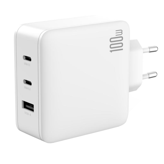 Cargador de Red XO Design CE14, 100W, 3.25A, 1 x USB-A - 2 x USB-C, Blanco
