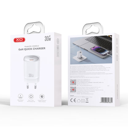 Cargador de red XO Design CE20, 30W, 3A, 1 x USB-C, Blanco 