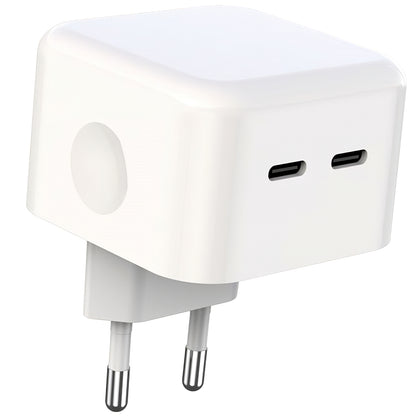 Cargador de red XO Design L102, 35W, 3A, 2 x USB-C, Blanco 