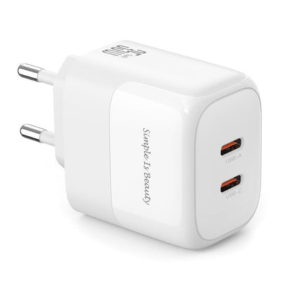 Cargador de red XO Design L140, 35W, 3A, 2 x USB-C, Blanco 