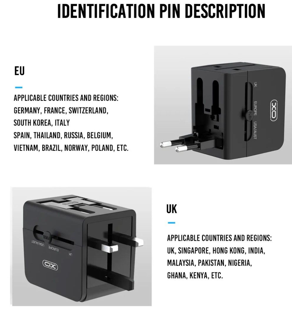 Cargador de Red XO Design WL01 Travel, 10.5W, 2.1A, 2 x USB-A, Negro