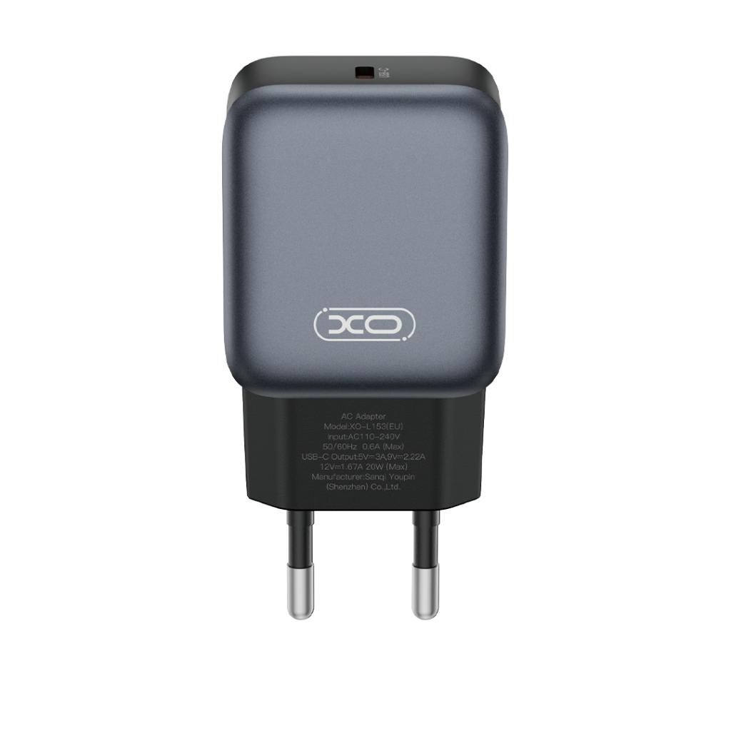 Cargador de Red XO Design L153, 20W, 3A, 1 x USB-C, Negro