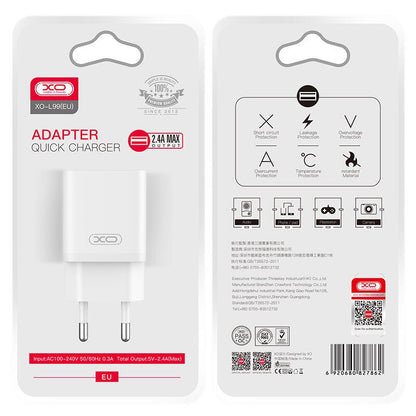 Cargador de Red XO Design L99, 12W, 2.4A, 1 x USB-A, Blanco