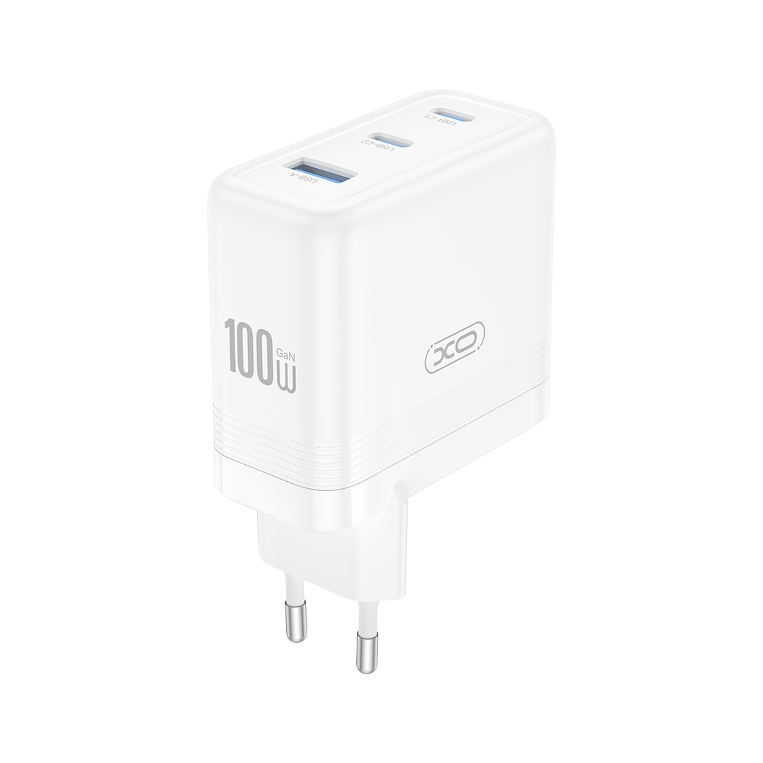 Cargador de Red XO Design CE35, 100W, 5A, 1 x USB-A - 2 x USB-C, Blanco
