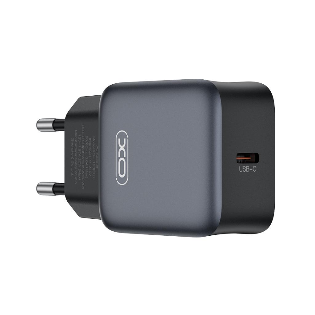 Cargador de Red XO Design L155, 30W, 3A, 1 x USB-C, Negro