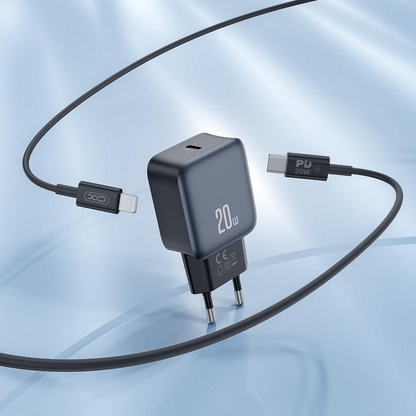 Cargador de Red XO Design L153, 20W, 3A, 1 x USB-C, Negro