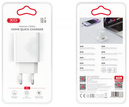 Cargador de Red XO Design L159, 18W, 3A, 1 x USB-A, Blanco